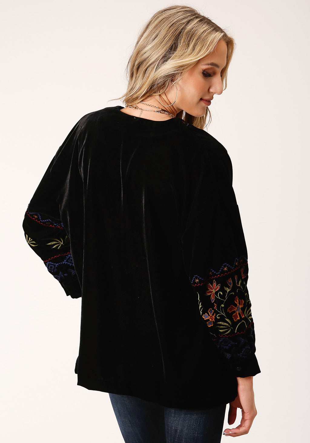 Womens Black Velvet Open Front Jacket