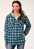 Womens Long Sleeve Snap Thermal Lined Flannel Shirt Jacket