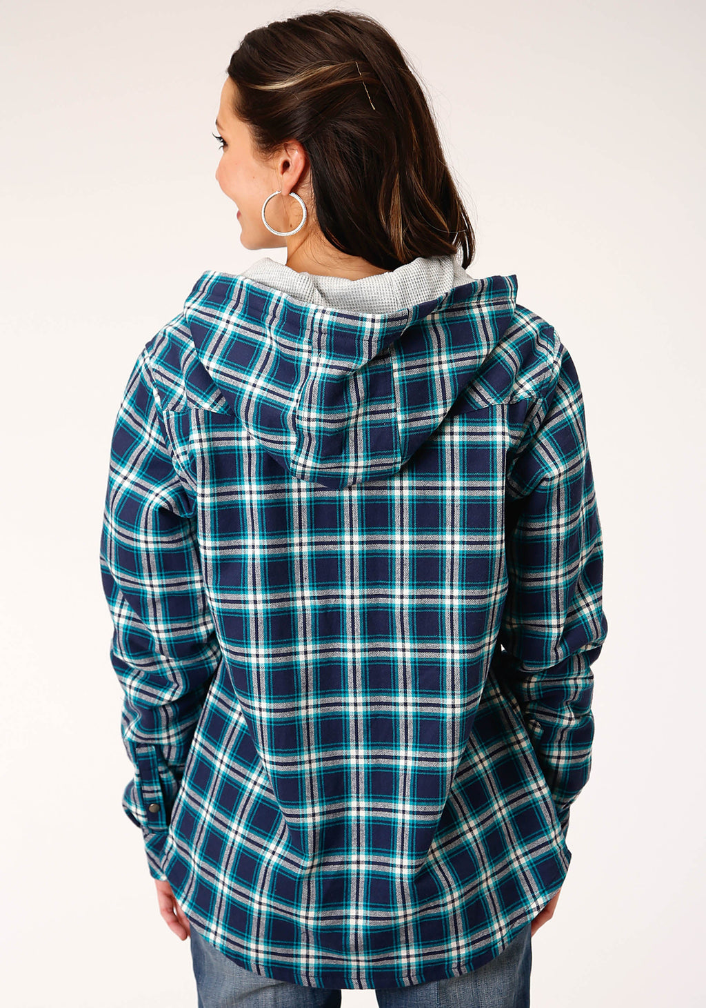 Womens Long Sleeve Snap Thermal Lined Flannel Shirt Jacket