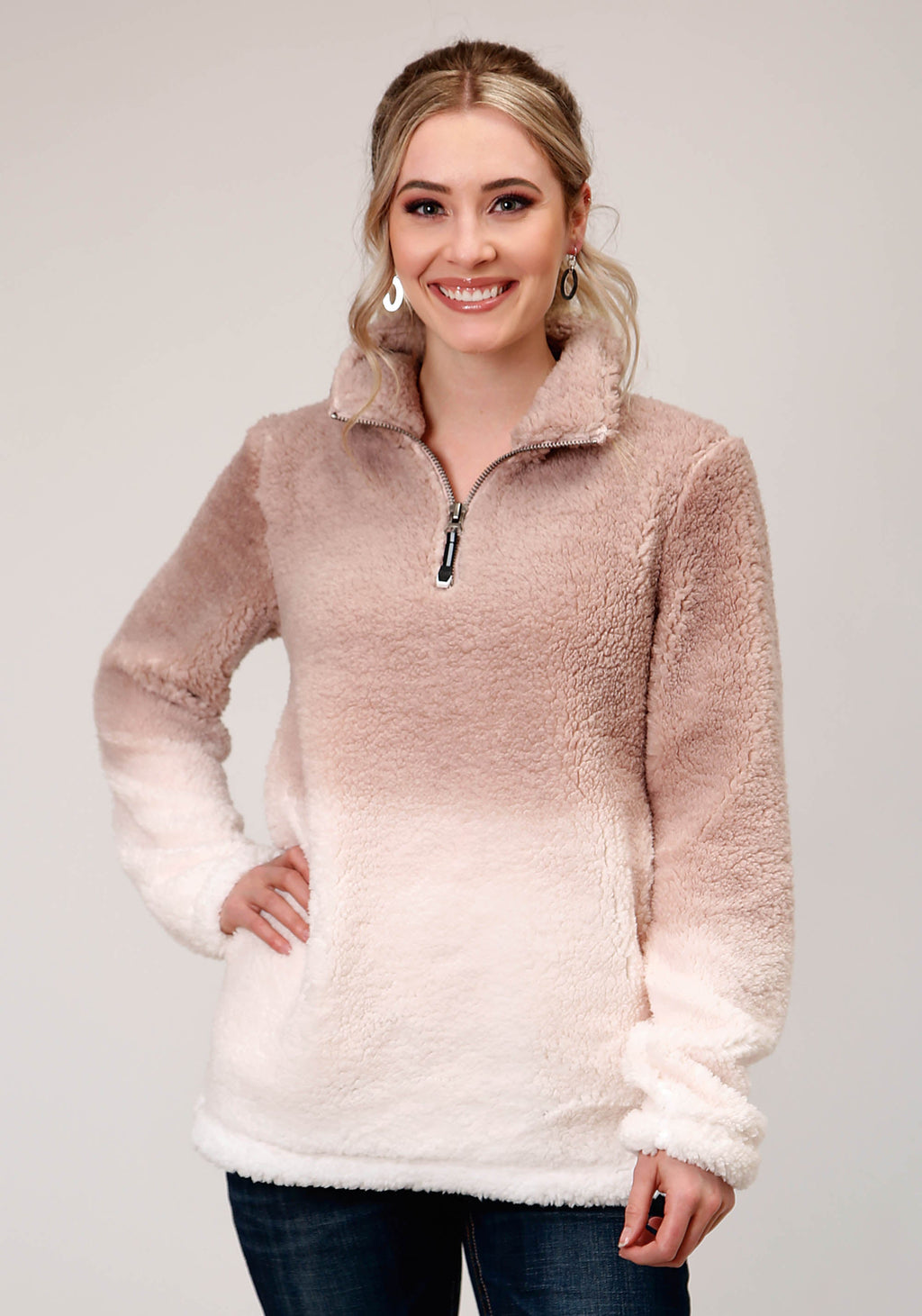 Womens Polar Fleece  Dip Dye Pullover
