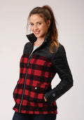 Womens Black Poly Filled Crushable  Zip Front Jacket