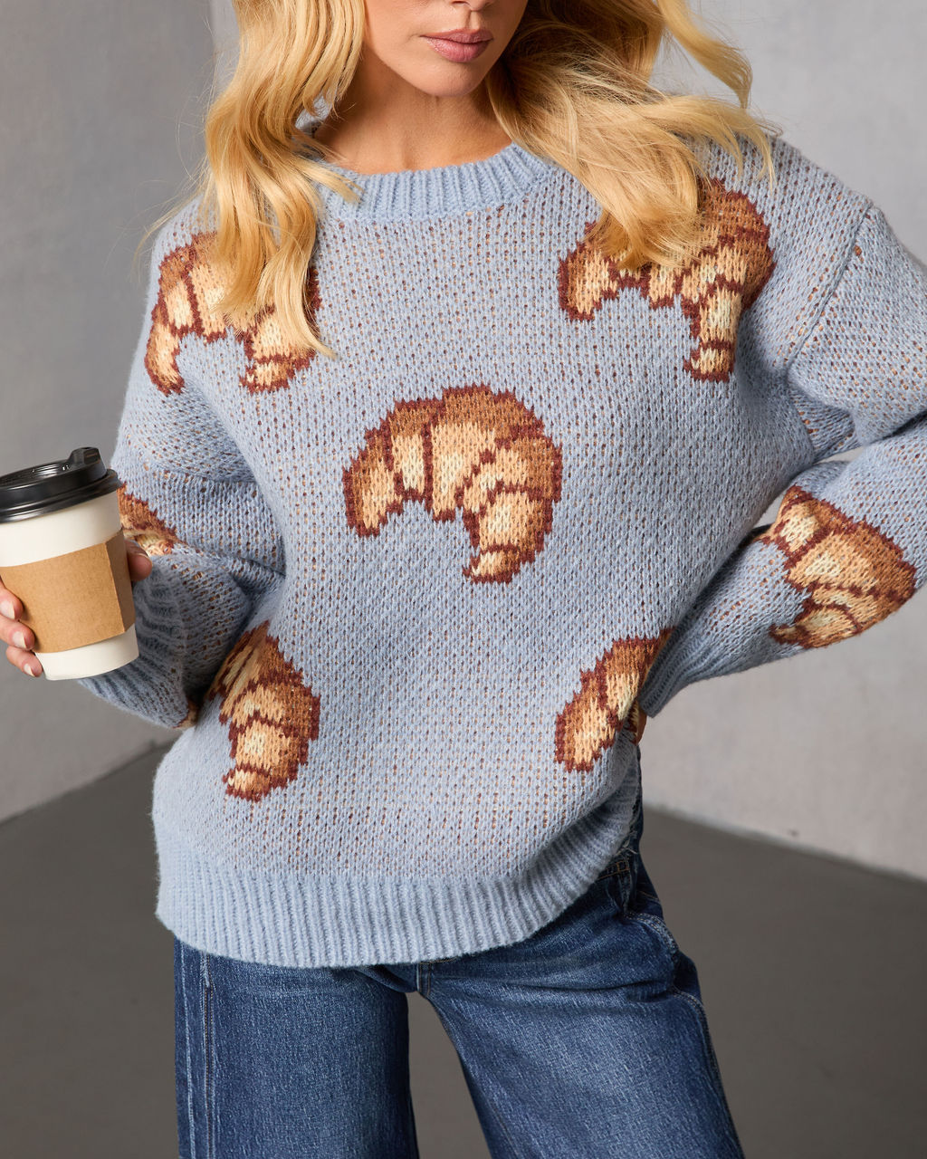 Freshly Baked Croissant Graphic Novelty Sweater