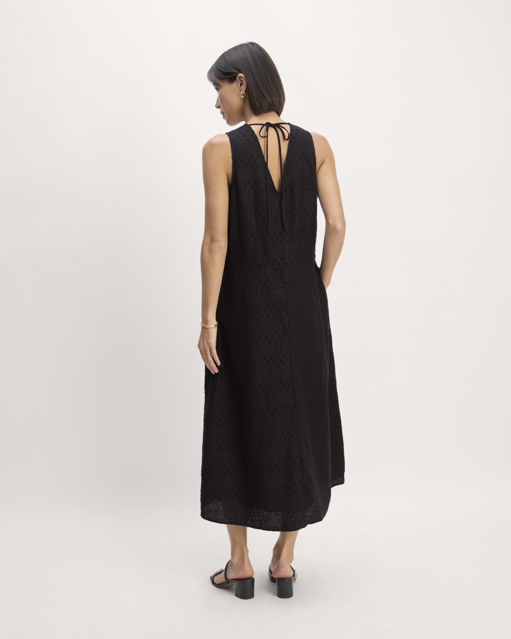 The Linen Eyelet Maxi Dress | Black Eyelet