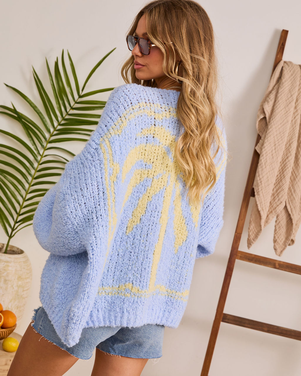Warm Palm Graphic Knit Cardigan