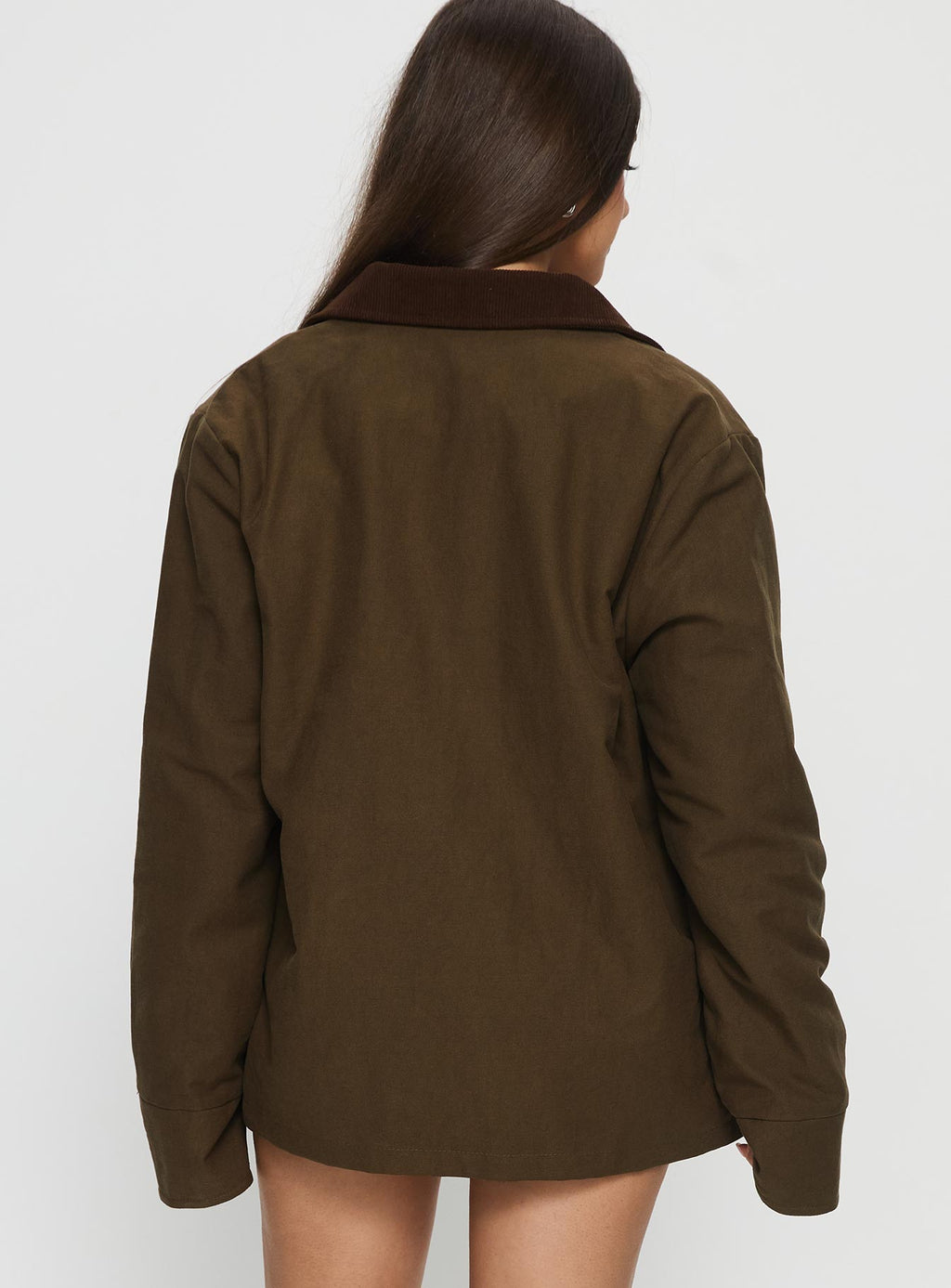 Livya Contrast Collar Utility Jacket Khaki