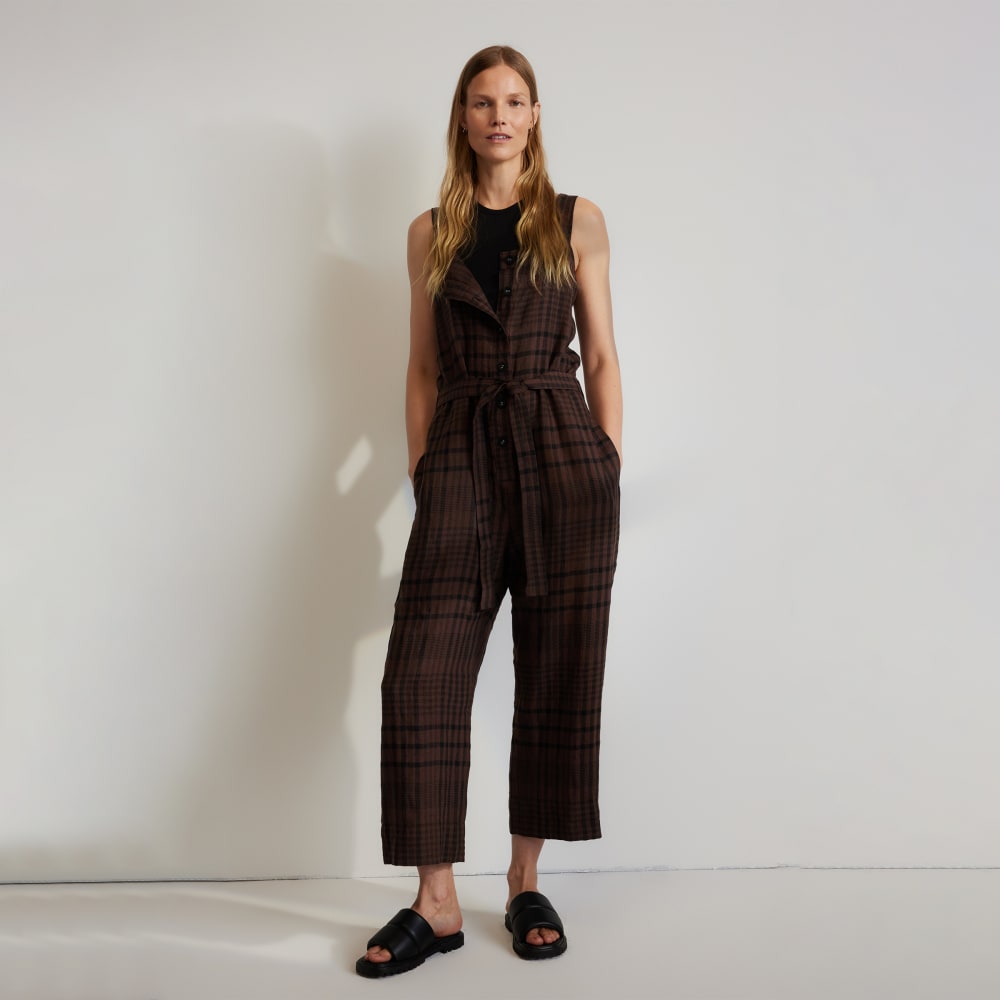 The Linen Jumpsuit | Chocolate Brown / Black
