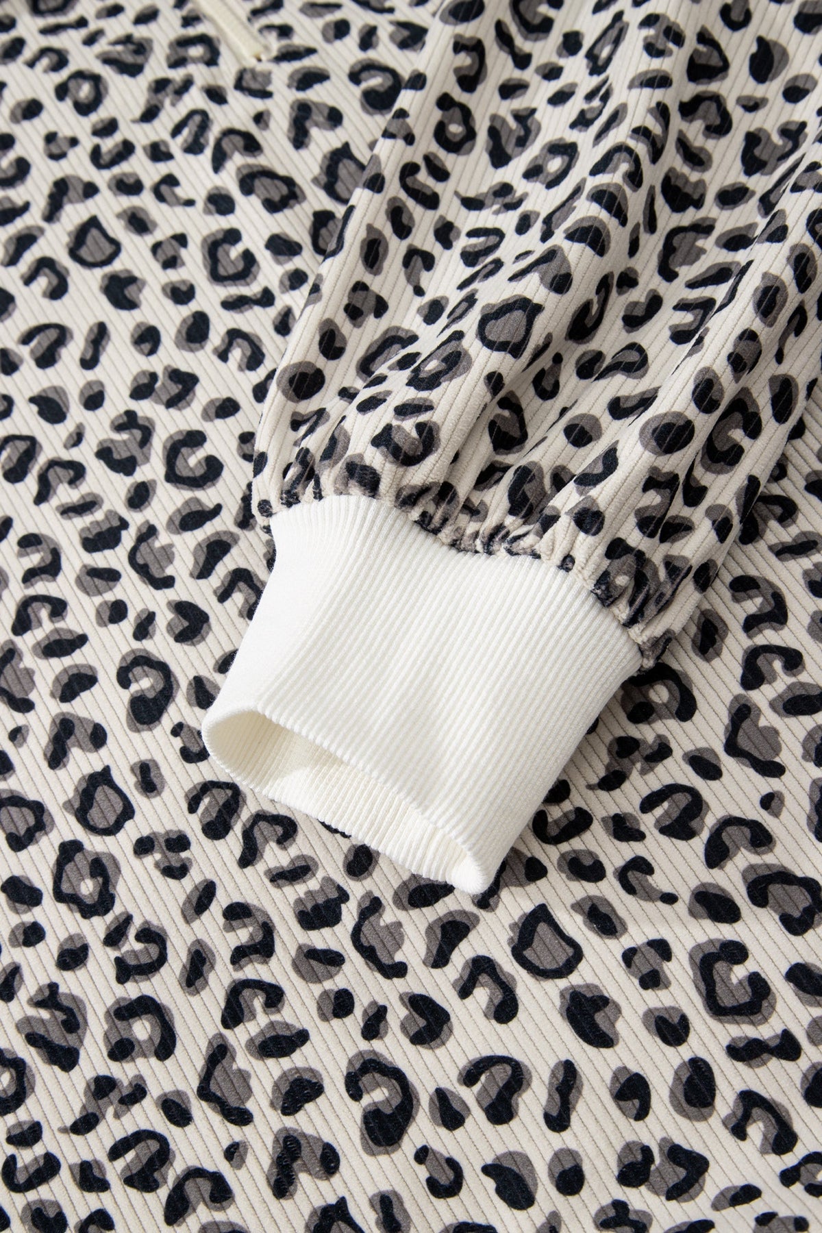 Leopard Corduroy Quarter-Zip Sweatshirt