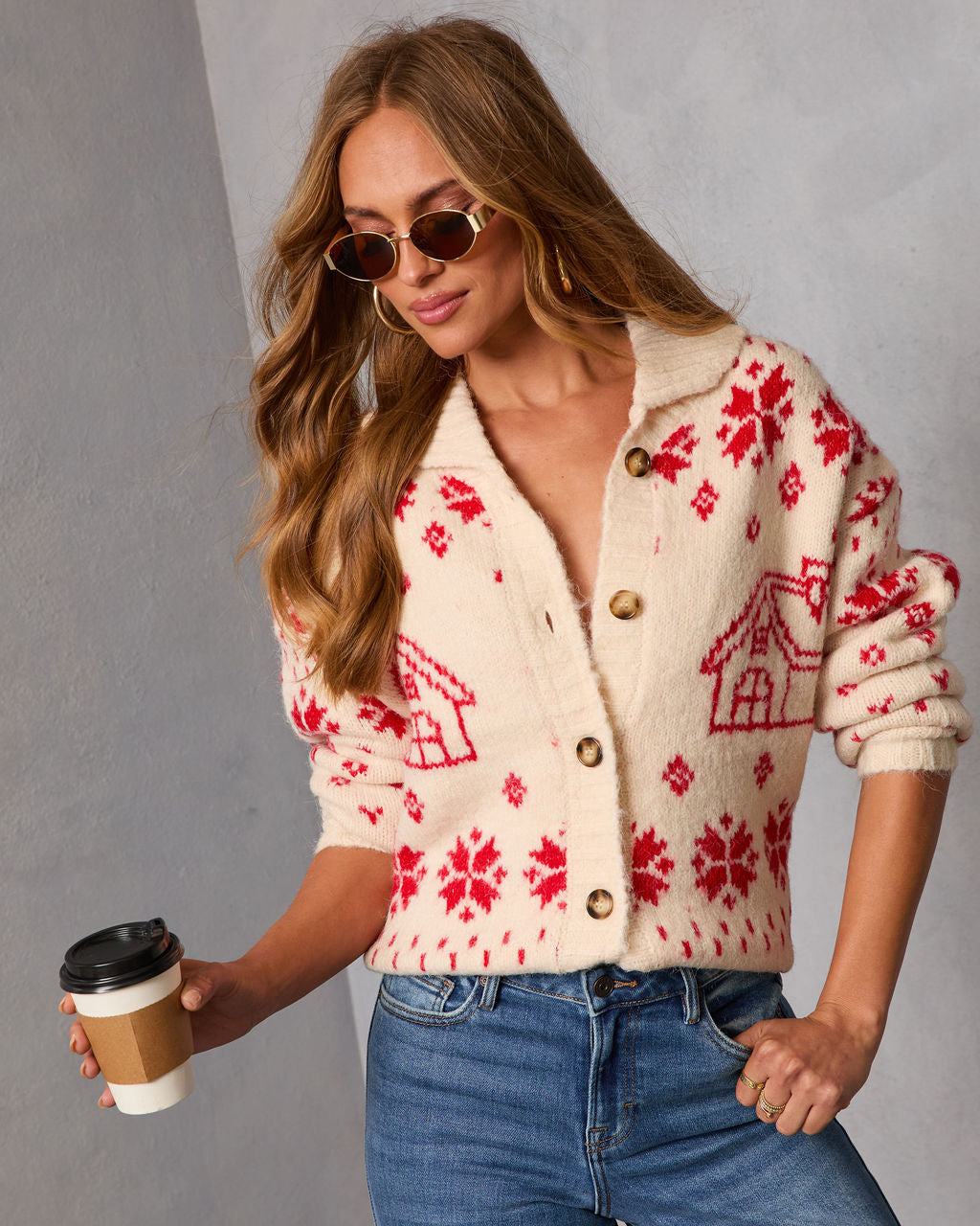 Snowfall Cottage Novelty Fair Isle Cardigan