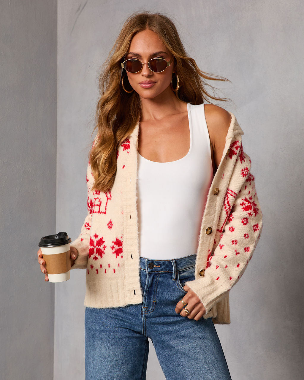 Snowfall Cottage Novelty Fair Isle Cardigan