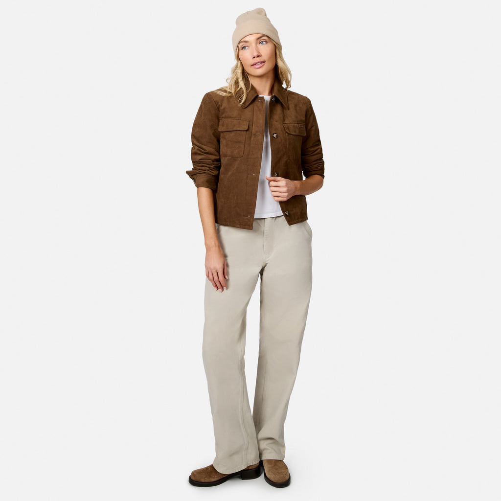 Women's Faux-Suede Trucker Jacket