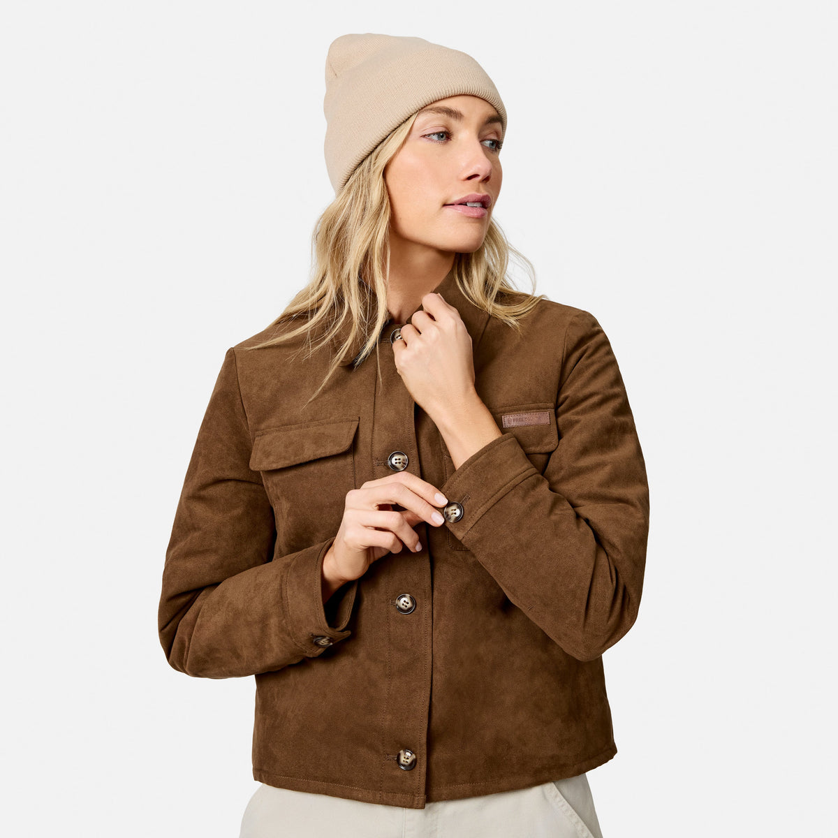 Women's Faux-Suede Trucker Jacket