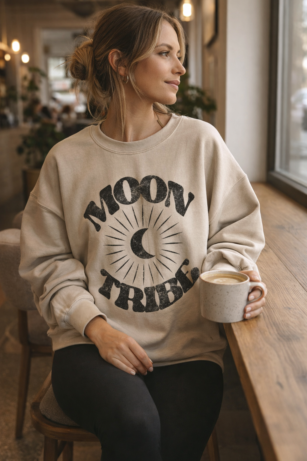 Lunar Essence Fleece Crew ¨C Moon Tribe Graphic Sweatshirt
