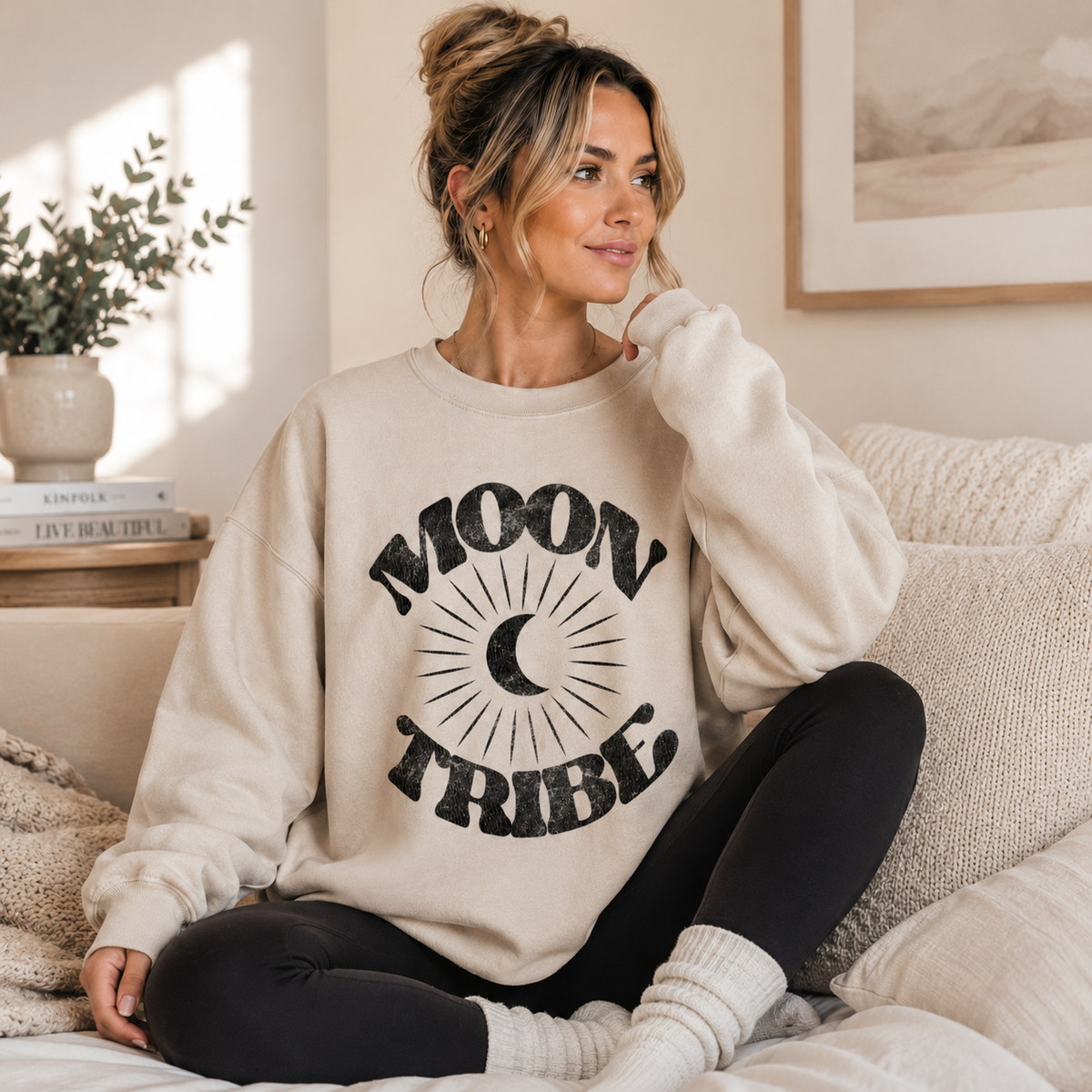 Lunar Essence Fleece Crew ¨C Moon Tribe Graphic Sweatshirt