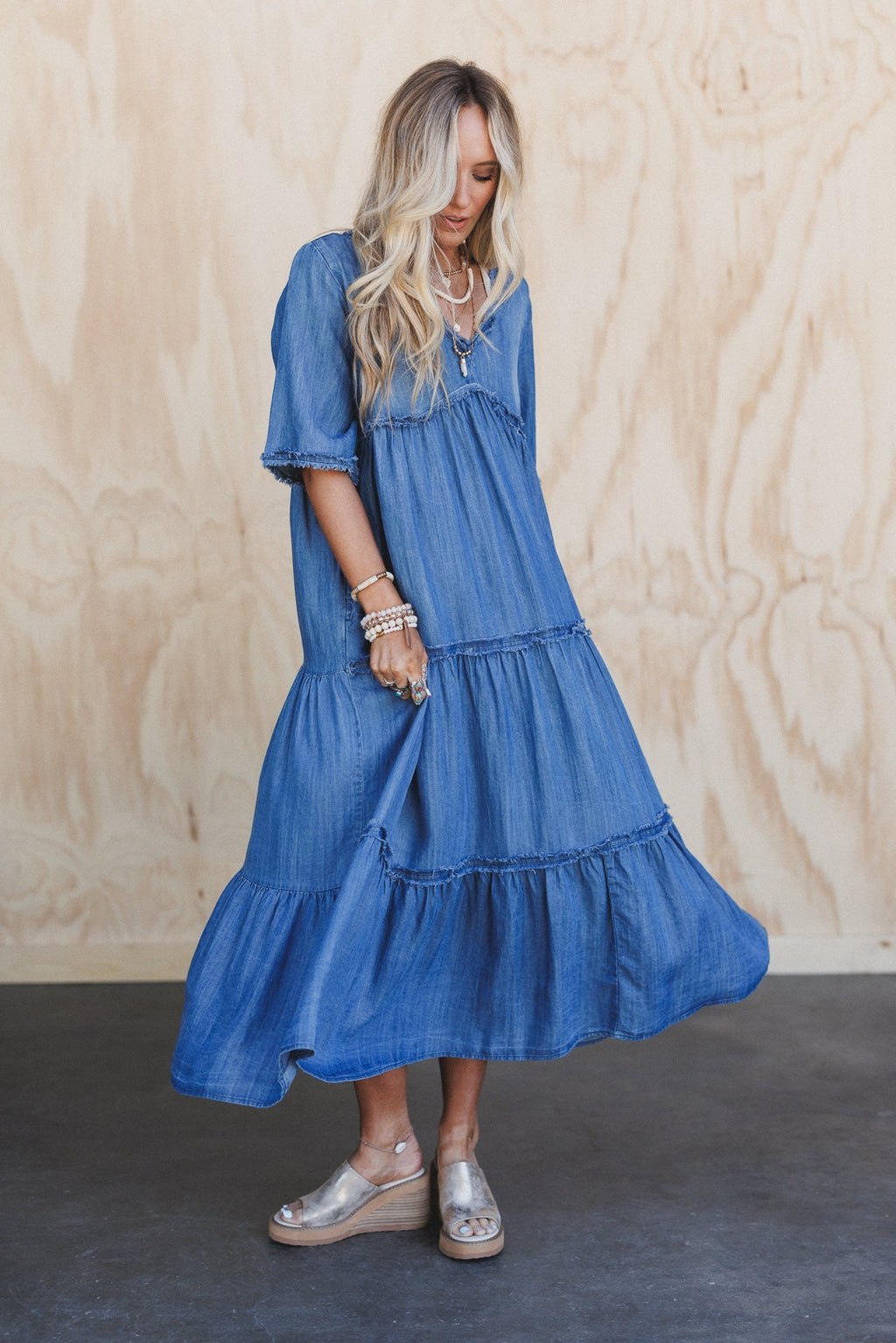 Fiona Tiered Maxi Dress - Dark Denim