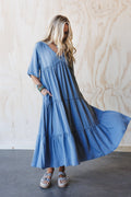 Fiona Tiered Maxi Dress - Light Denim