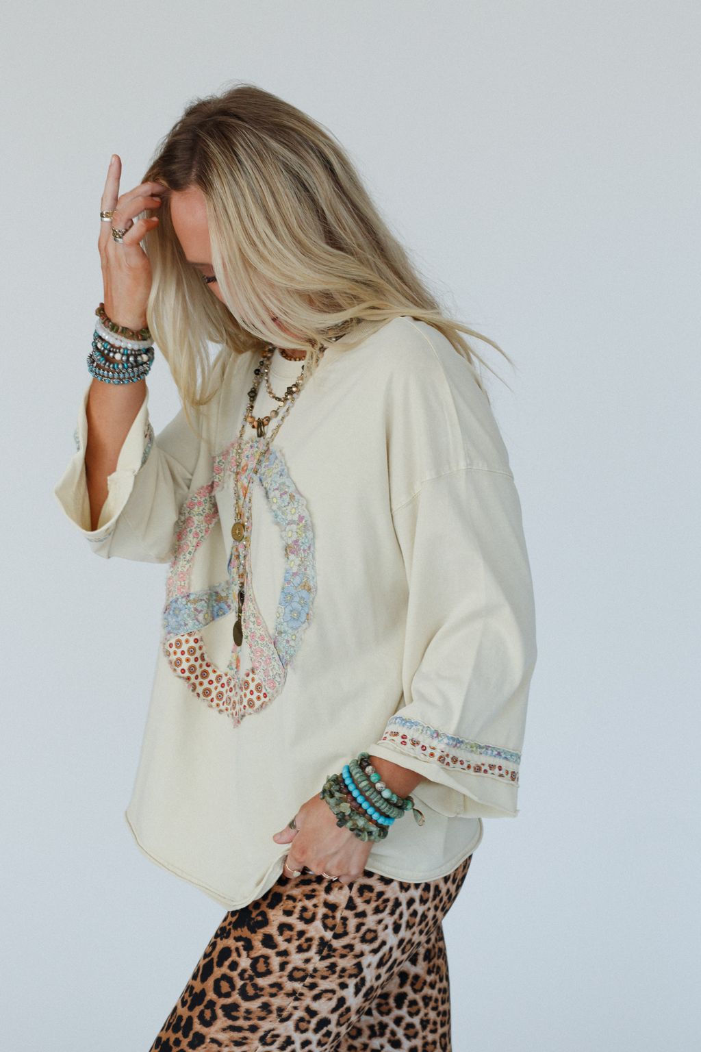 Josephine Peace Patchwork Top - Natural