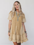 Dottie Crochet Contrast Dress - Light Mustard
