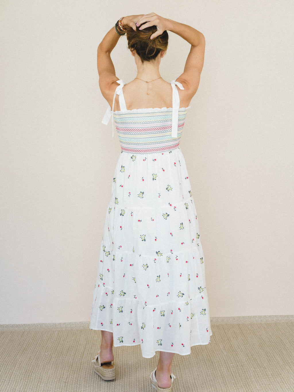 Santorini Embroidered Dress - Off White