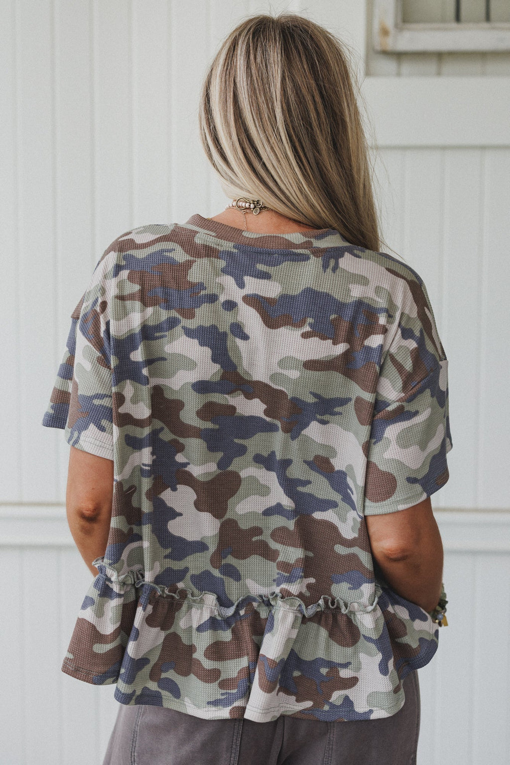 The Nest Camouflage Muse Babydoll Top - Sage
