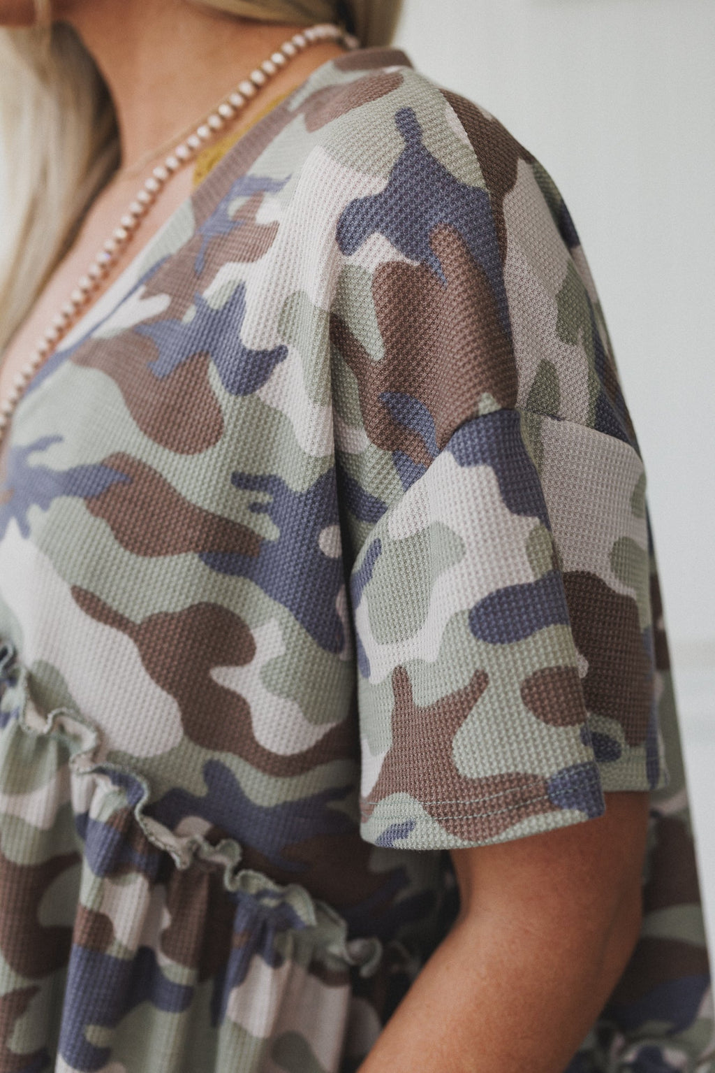 The Nest Camouflage Muse Babydoll Top - Sage