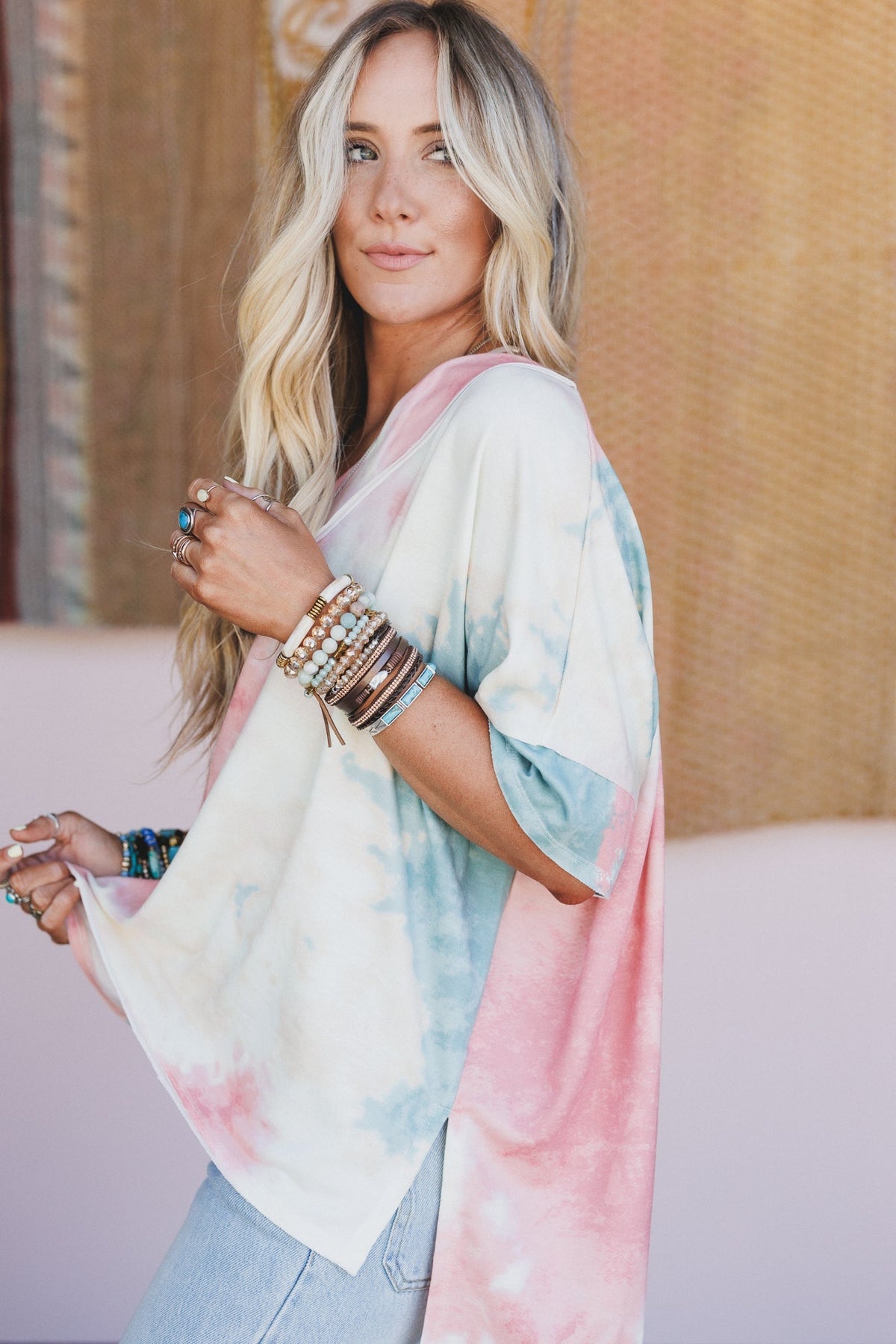The Nest On The Go V Neck Essential Tee - Tie Dye