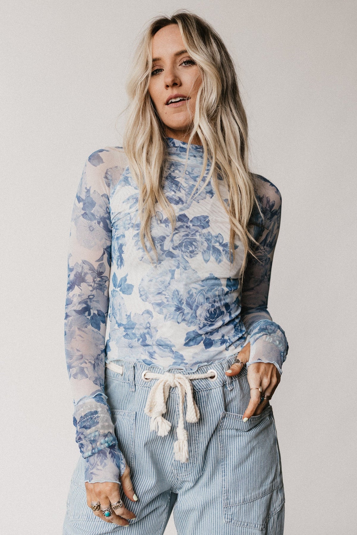 On The Fence Floral Top - Blue
