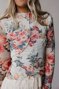 Rosebud Floral Top - Cream