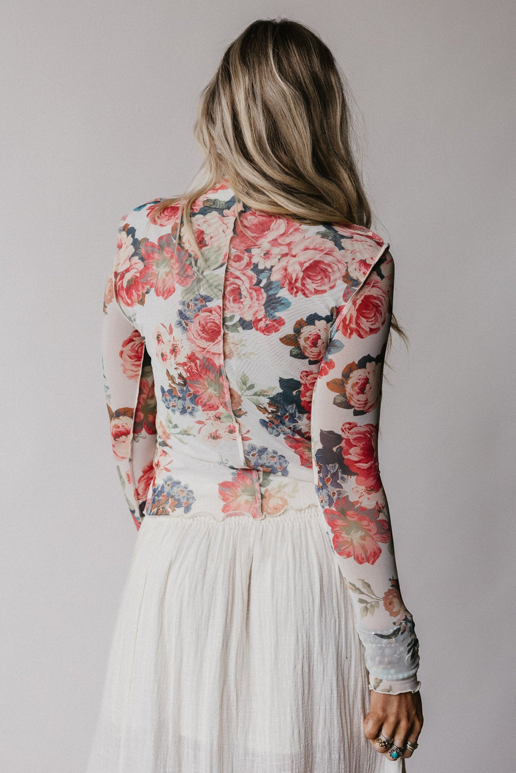 Rosebud Floral Top - Cream