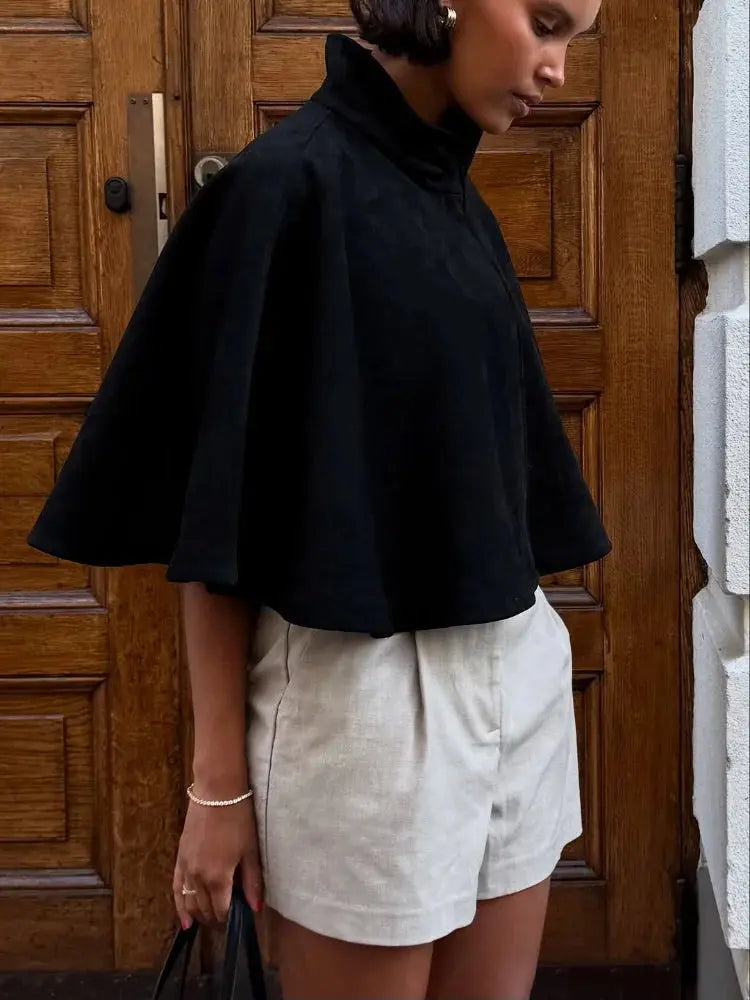 High-Neck Cropped Autumn Outerwear
