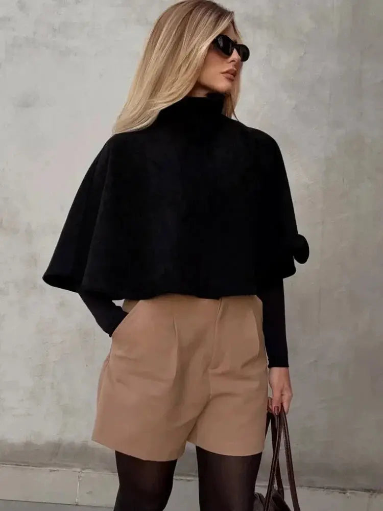 High-Neck Cropped Autumn Outerwear
