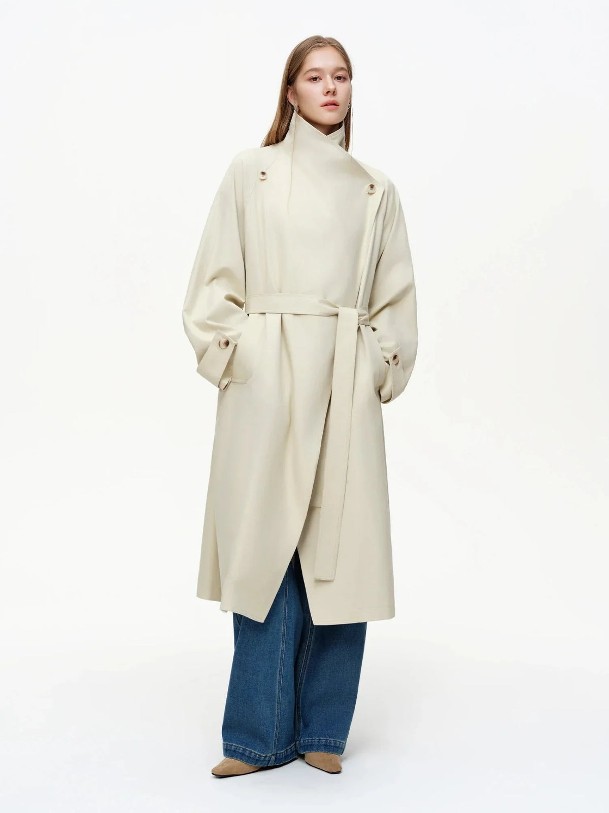 Women's British Style Slim Fit Trench Coat Spring Outerwear