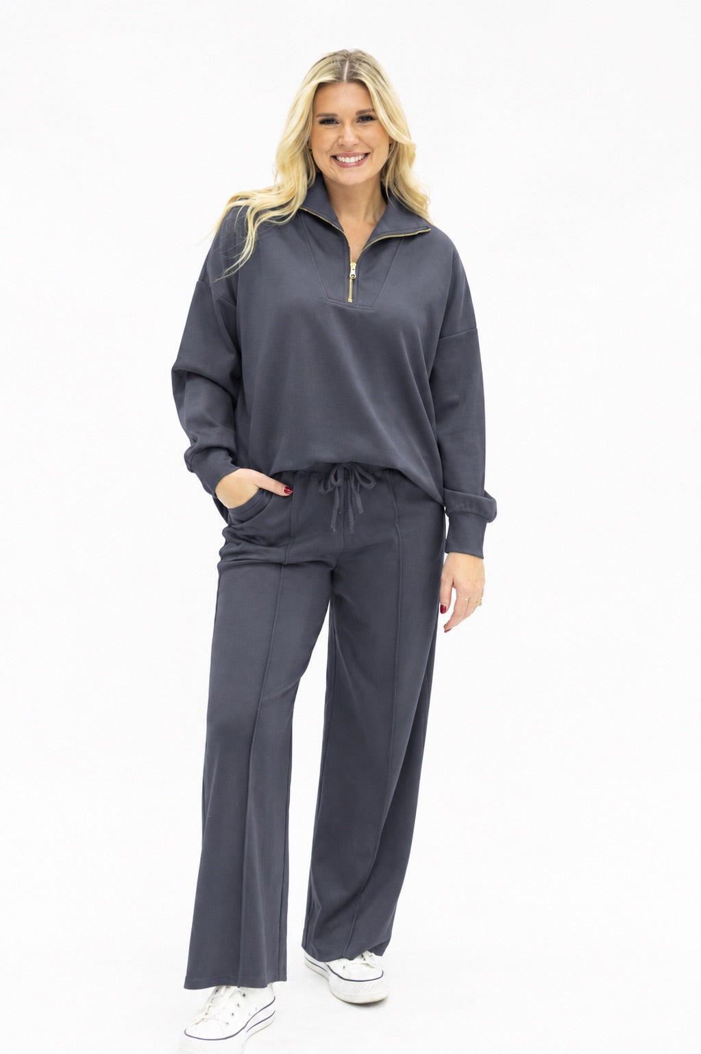 Butter Soft Quarter-Zip Top. Slate Blue