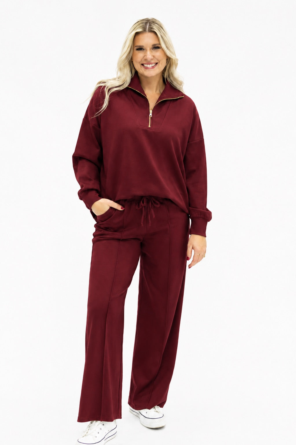 Butter Soft Quarter-Zip Top. Maroon