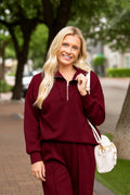 Butter Soft Quarter-Zip Top. Maroon