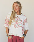 Crazy Daisy Floral Patch Top - Cream
