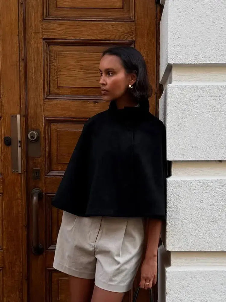 High-Neck Cropped Autumn Outerwear