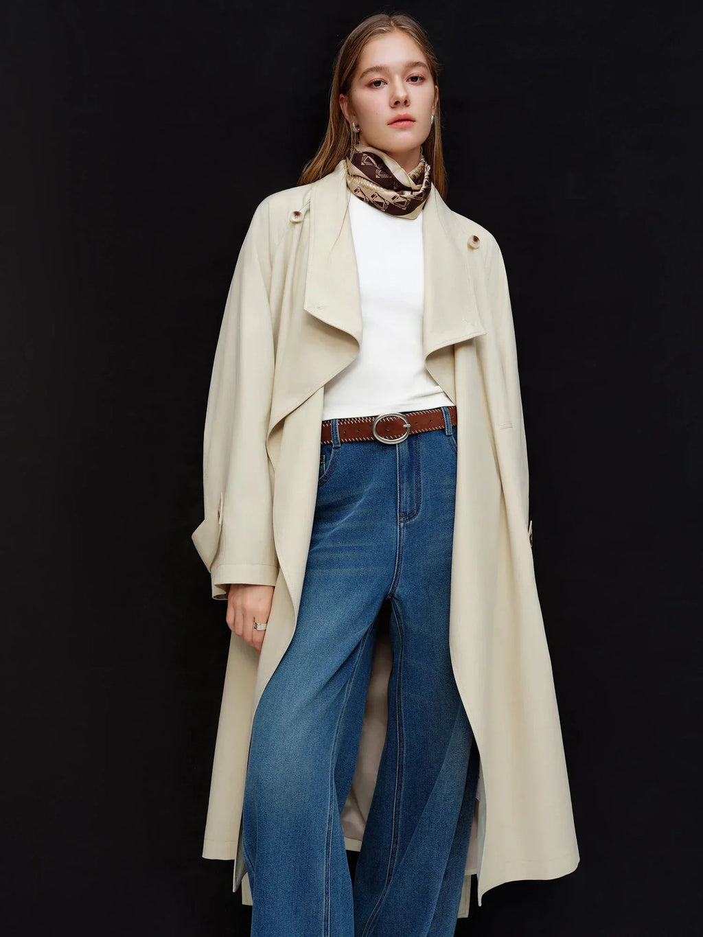 Women's British Style Slim Fit Trench Coat Spring Outerwear