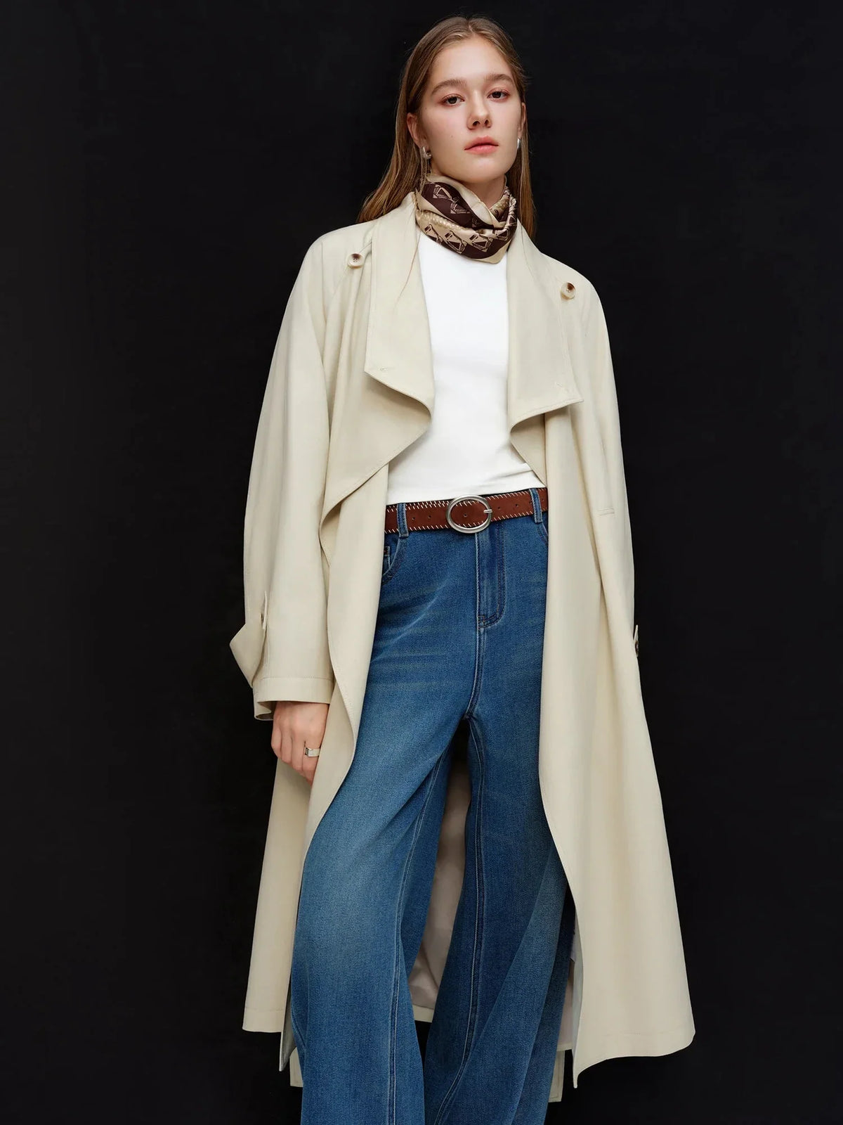 Women's British Style Slim Fit Trench Coat Spring Outerwear