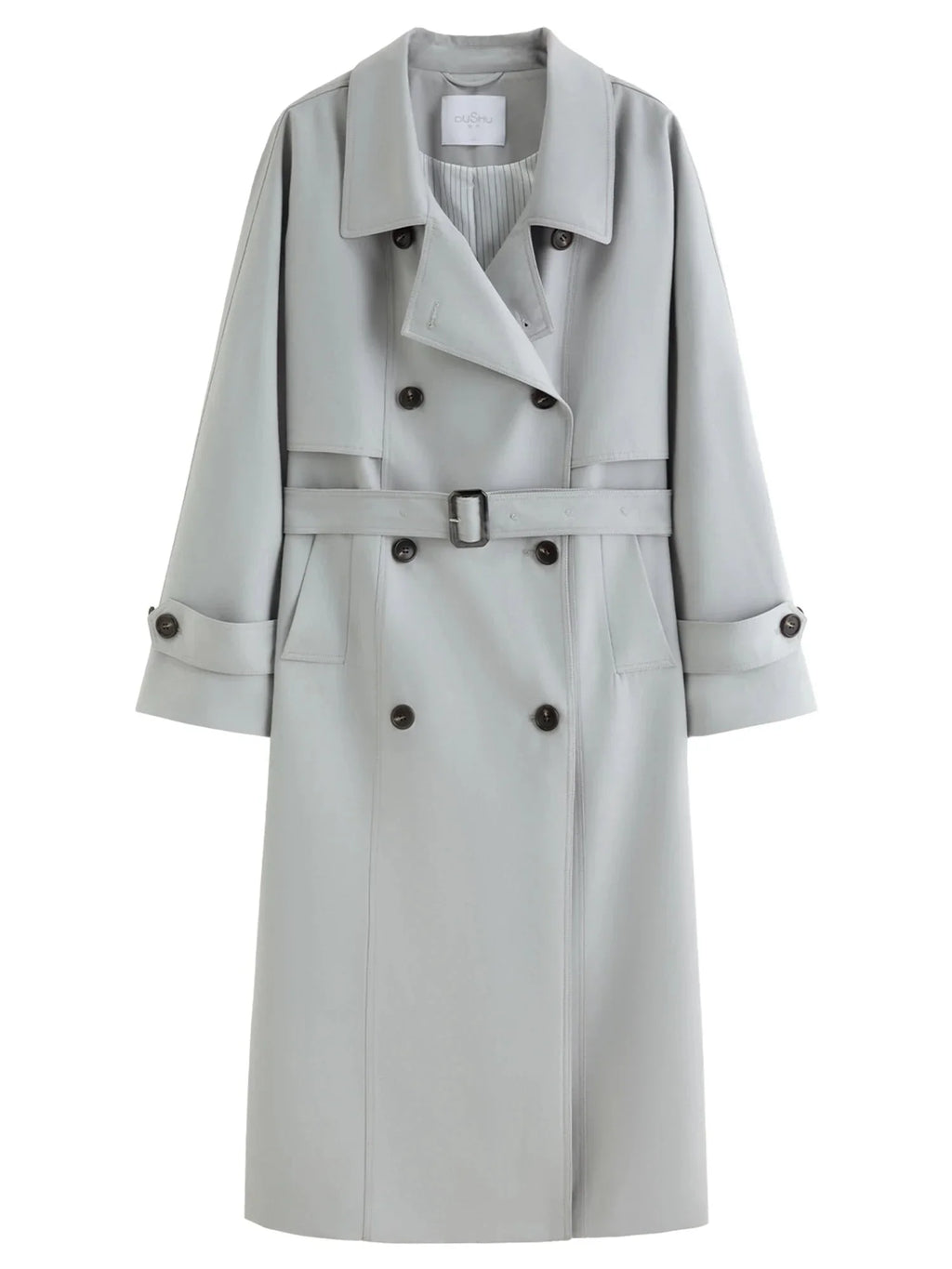 Women's Khaki Double-Breasted Trench Coat Classic Long Fit
