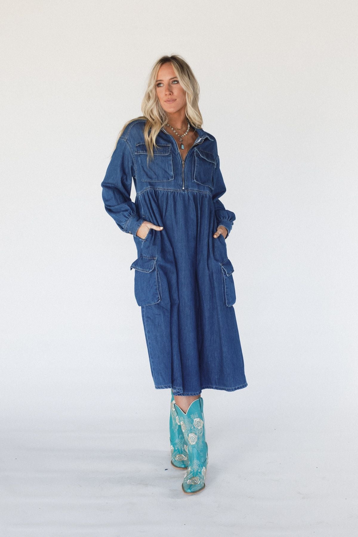 Wild Willow Denim Maxi Dress - Indigo