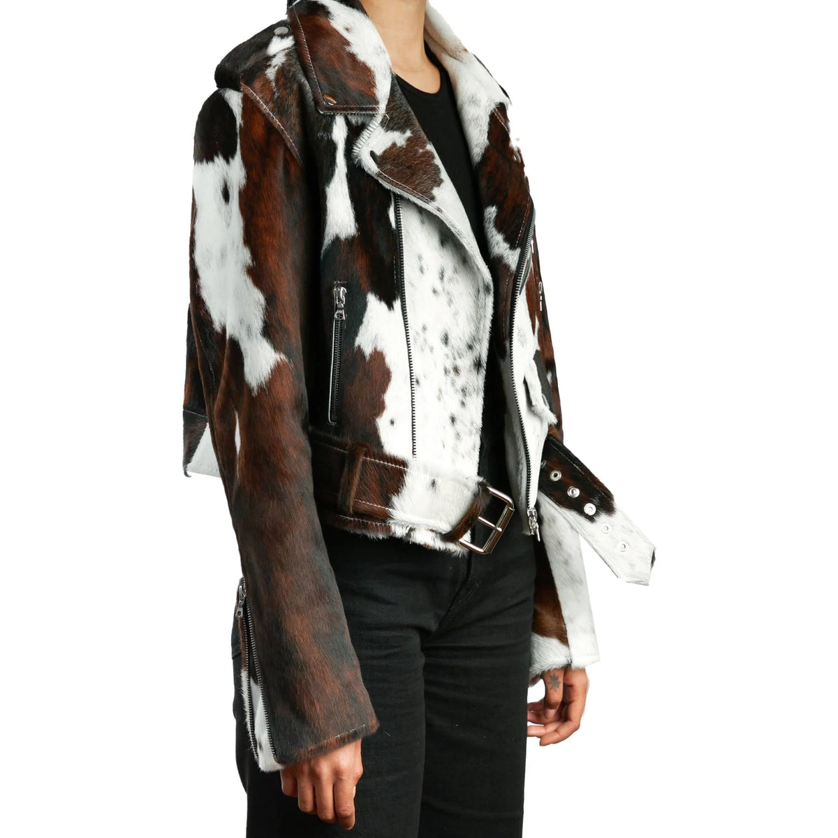 Women's Cow Hide Jacket. Genuine Leather Outerwear. Stylish & Warm Winter Fashion. Perfect Gift for Her