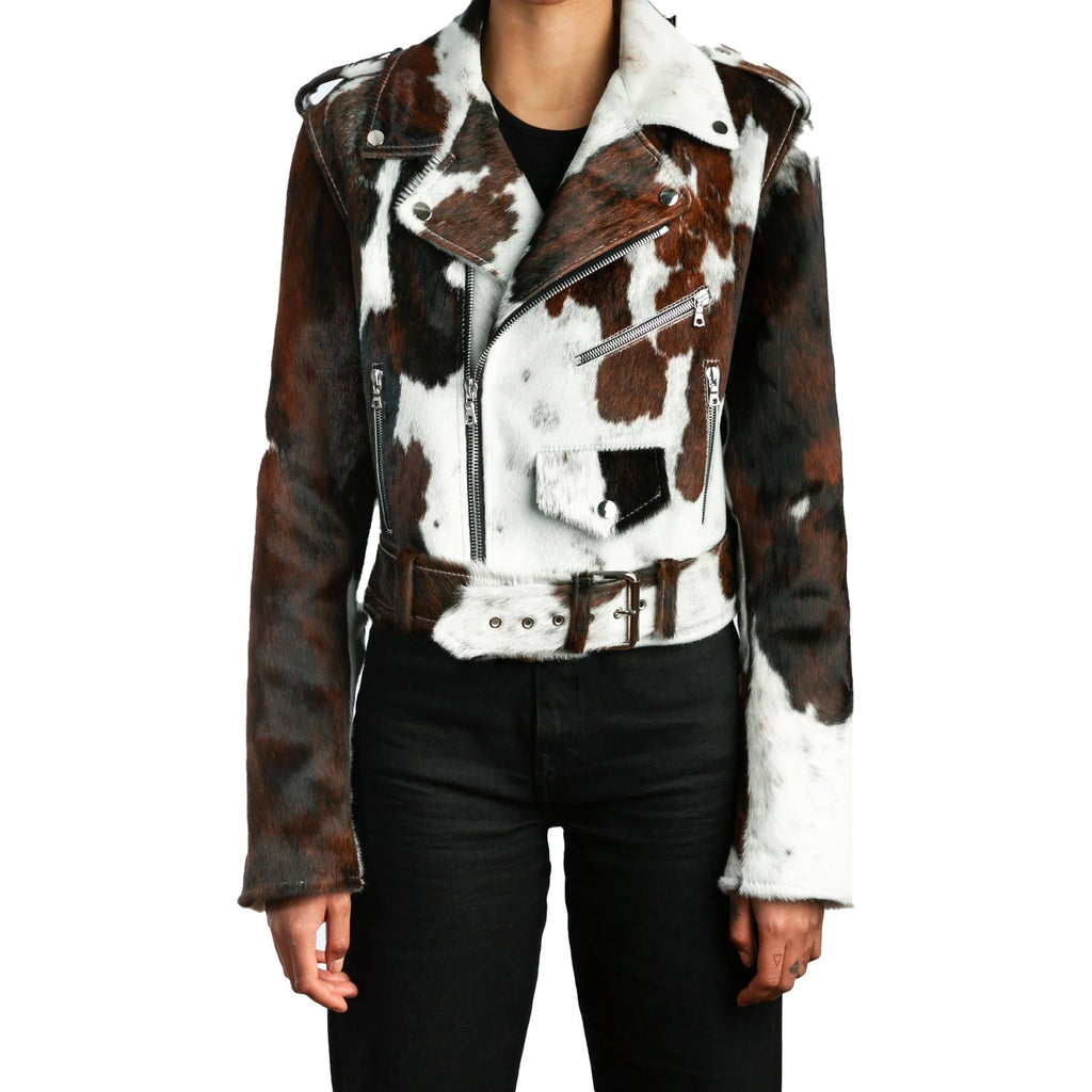 Women's Cow Hide Jacket. Genuine Leather Outerwear. Stylish & Warm Winter Fashion. Perfect Gift for Her