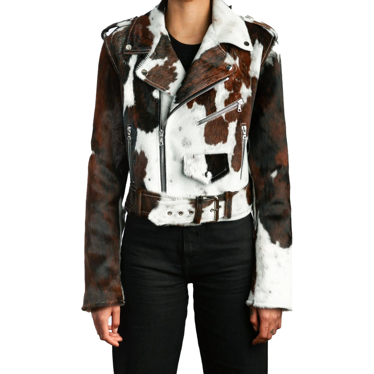 Women's Cow Hide Jacket. Genuine Leather Outerwear. Stylish & Warm Winter Fashion. Perfect Gift for Her