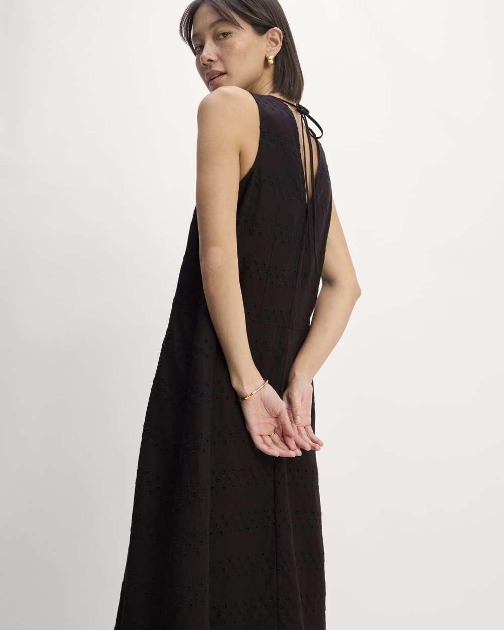 The Linen Eyelet Maxi Dress | Black Eyelet