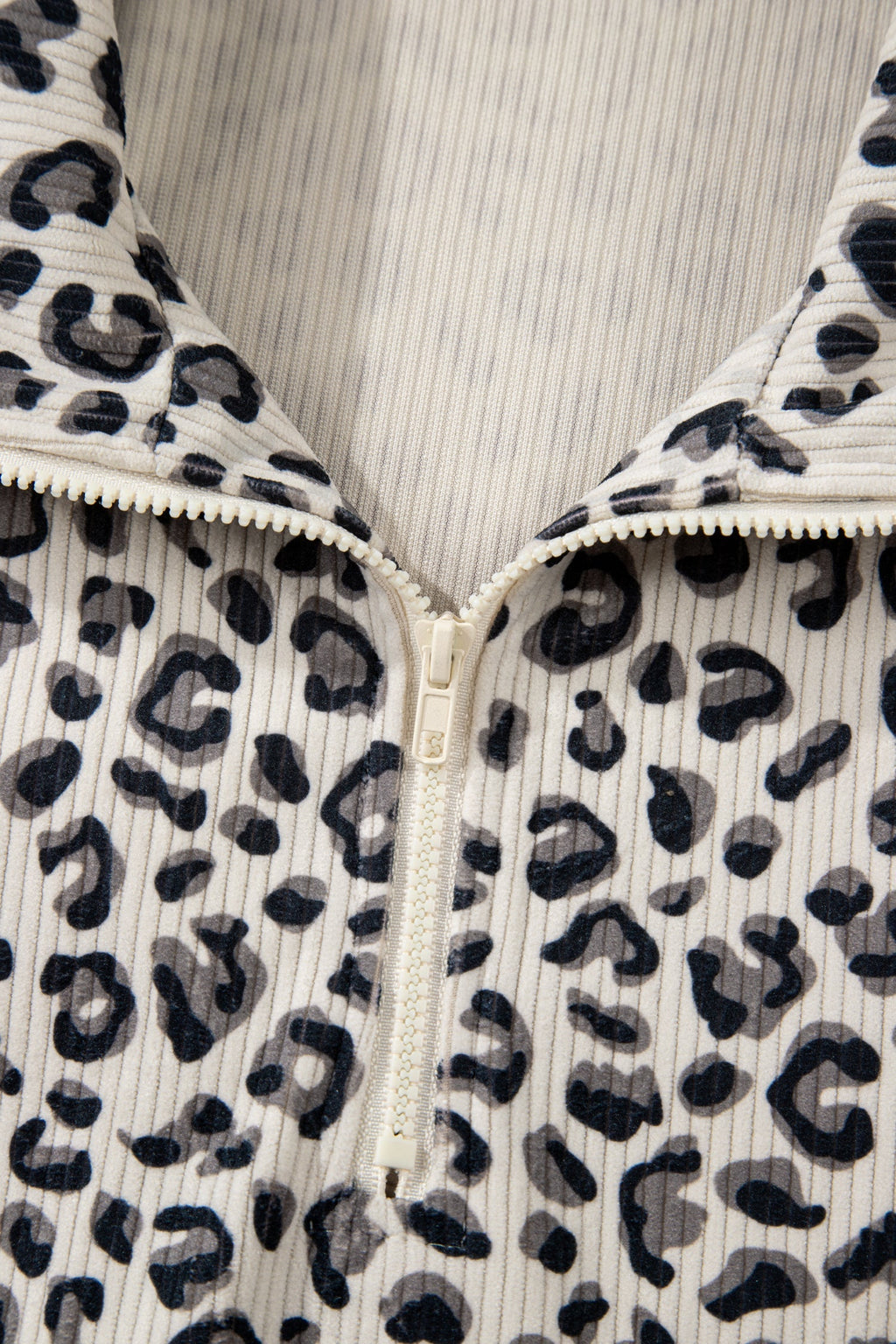 Leopard Corduroy Quarter-Zip Sweatshirt