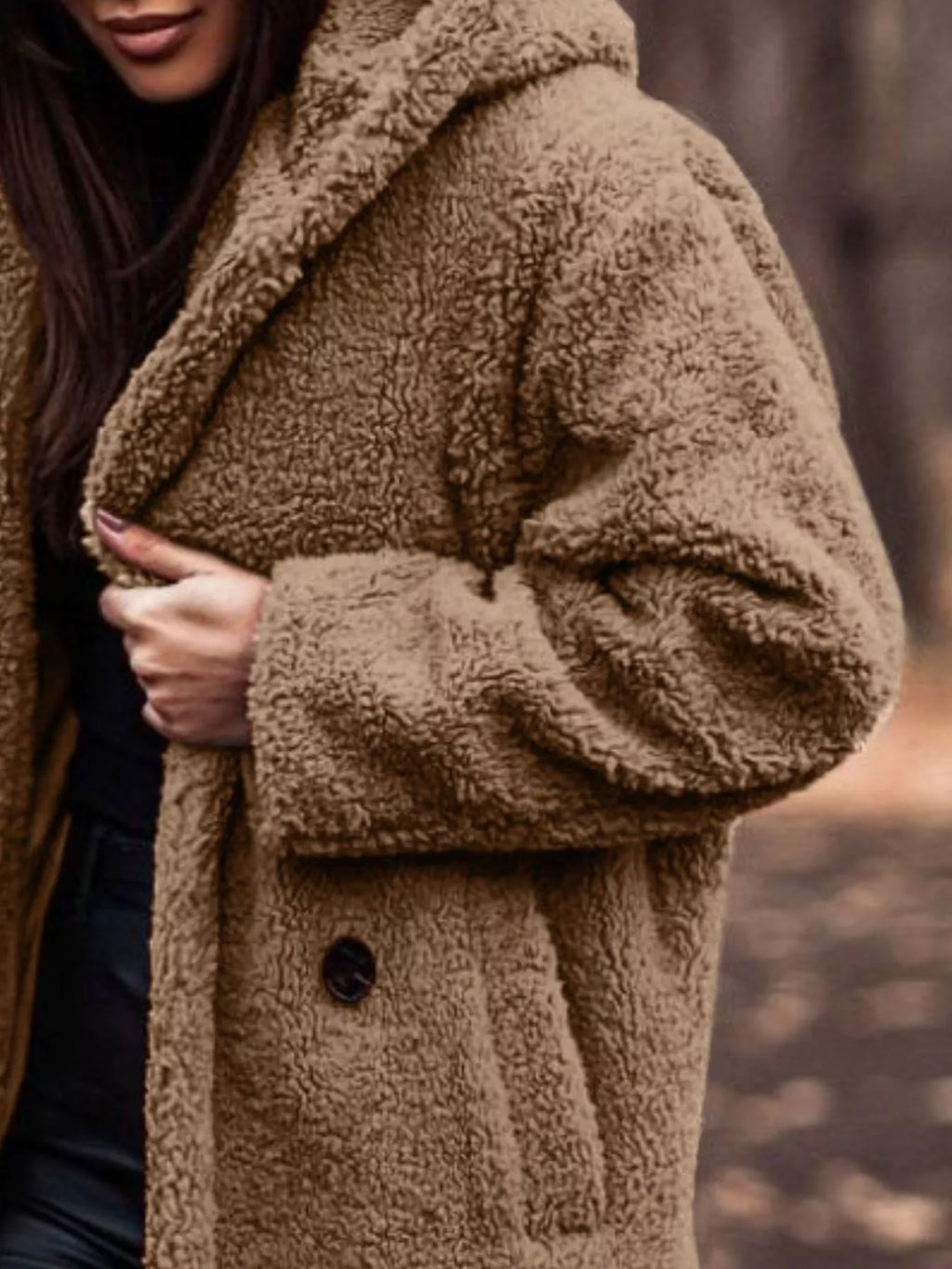 Teddy Bear Hooded Longline Outerwear