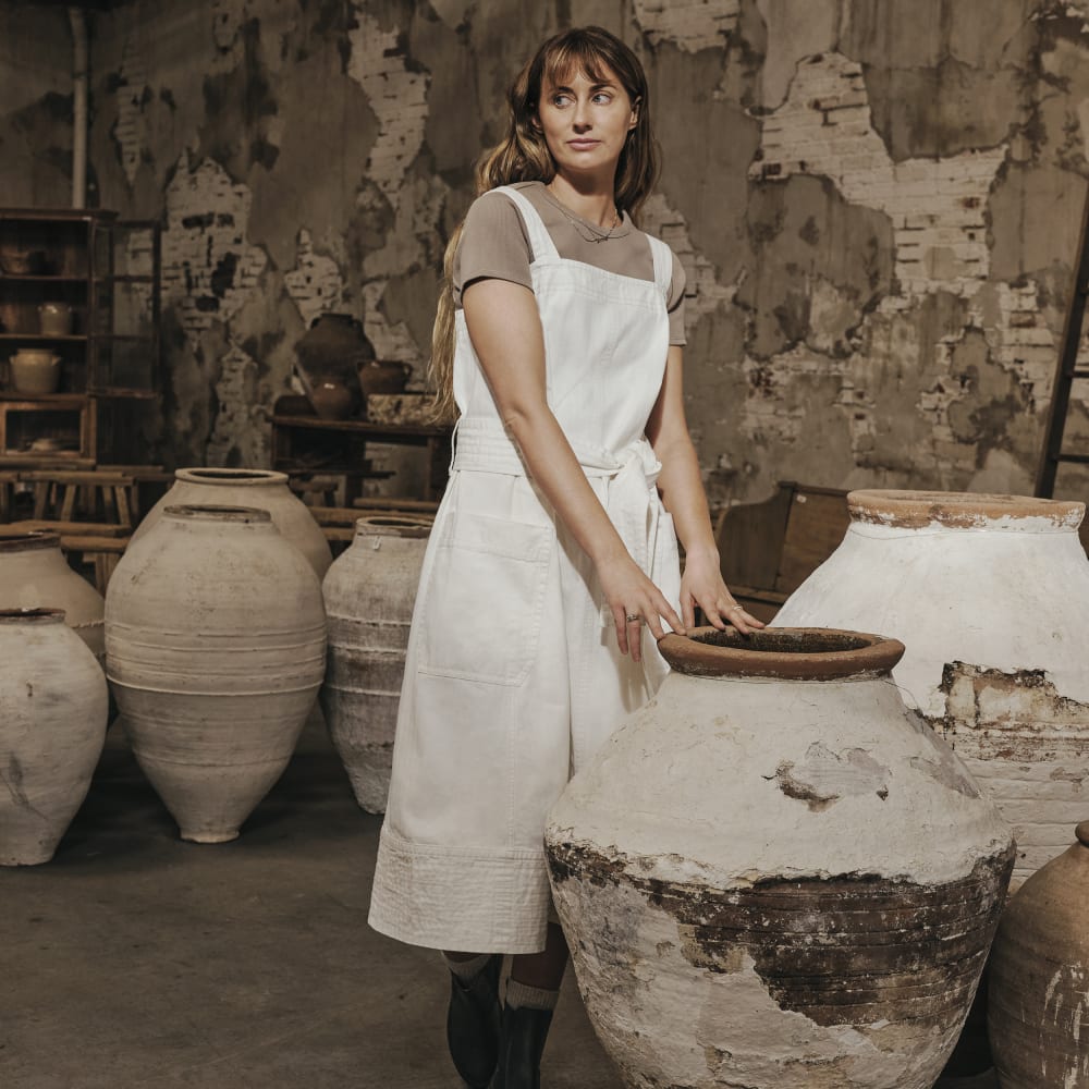 The Organic Cotton Herringbone Dress | Bone