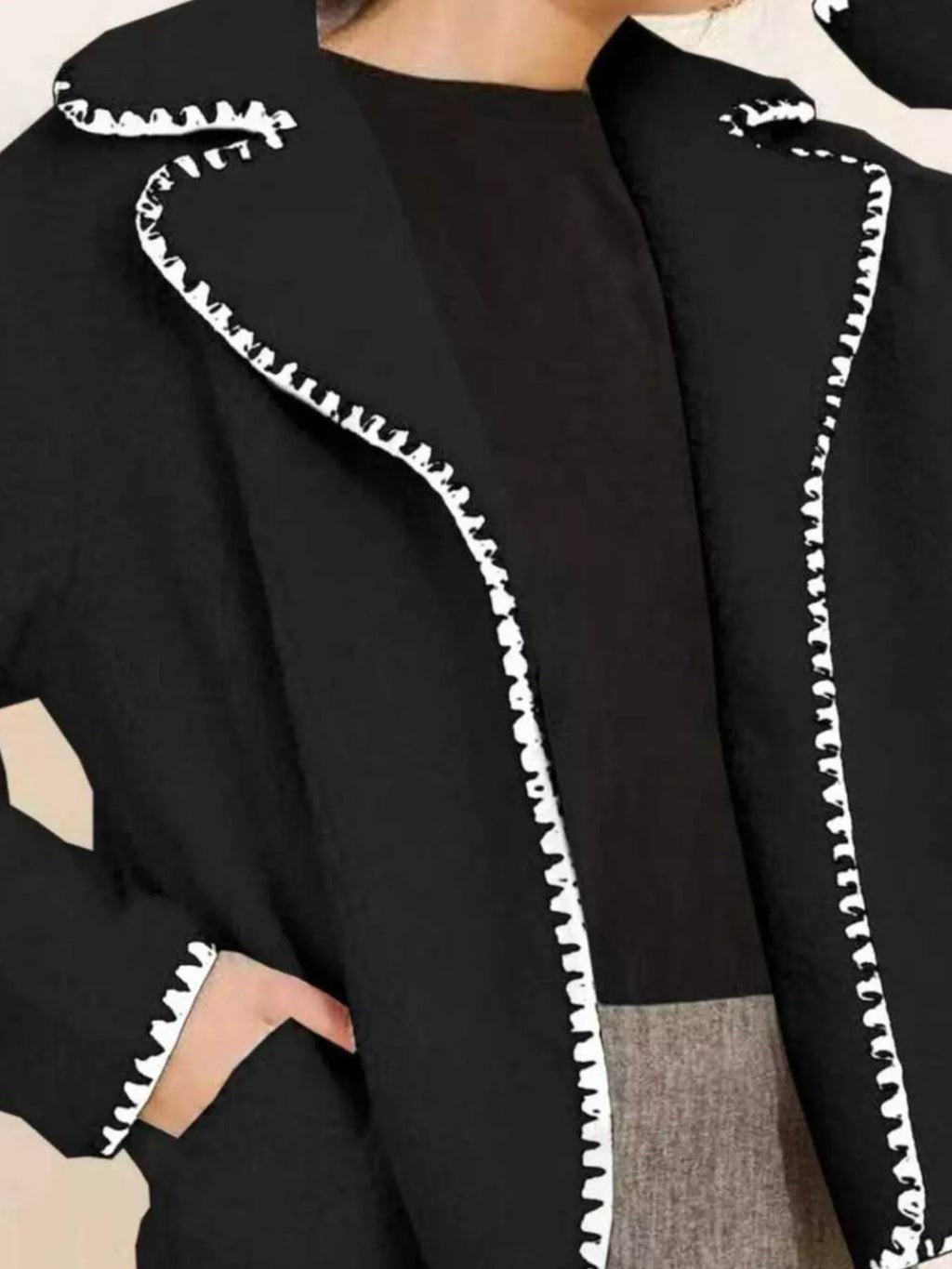 Sherpa Contrast Trim Button Up Outerwear