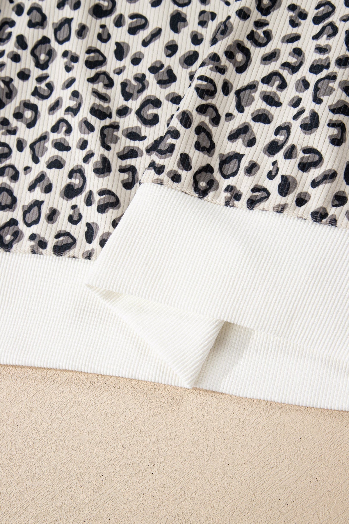 Leopard Corduroy Quarter-Zip Sweatshirt