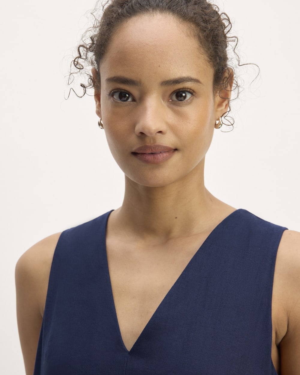 The Linen V-Neck Maxi Dress | Navy